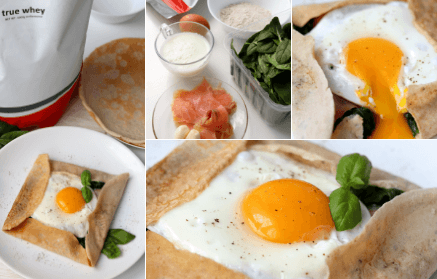 Fitness recipe: Salty crepes stuffed with spinach, salmon and fried egg