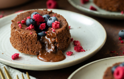 Fitness Recipe: Chocolate Lava Cake Decorated with Fruit