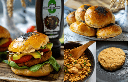 Fitness recipe: Vegetarian burger with spelled bun and chickpea pancake