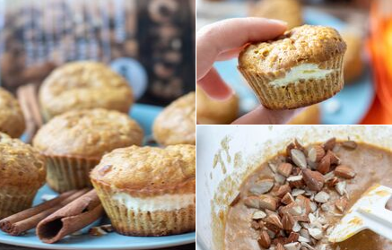 Fitness recipe: Pumpkin cheesecake muffins with crunchy almonds