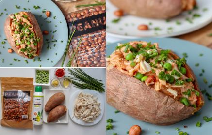 Fitness recipe: Sweet potatoes filled with chicken and roasted peanuts
