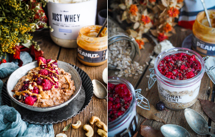 2 fitness recipes for healthy breakfast from oat flakes and protein