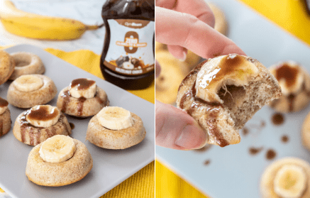Fitness recipe: Protein doughnuts with banana and chocolate syrup
